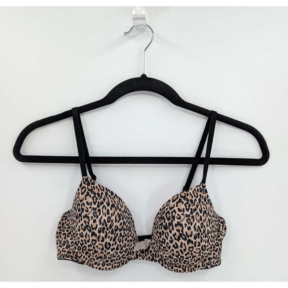 Victoria's Secret PINK Bra 34B Brown Animal Print Demi